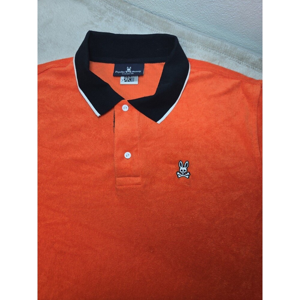 Psycho Bunny Polo Shirt Men’s Size 7 Orange Cotton Blend Short Sleeve